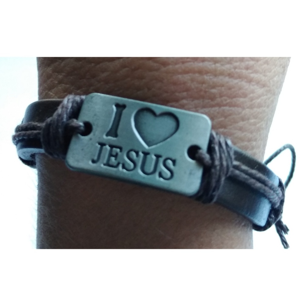 Leather I Love Jesus Bracelets Unisex Adjustable
